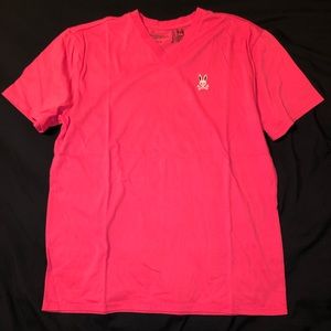 Psycho Bunny V Neck T-Shirt (Pink)